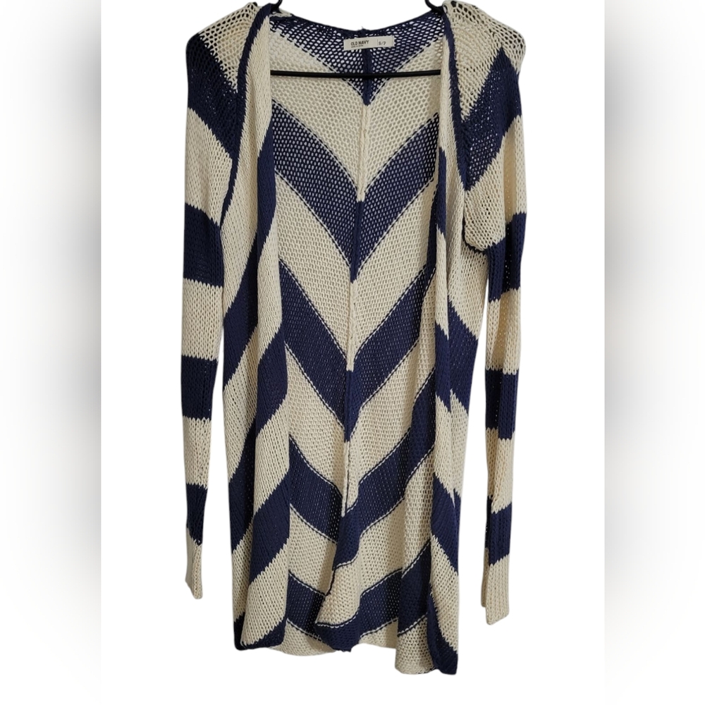 Old Navy Women's Blue and Cream Cardigan